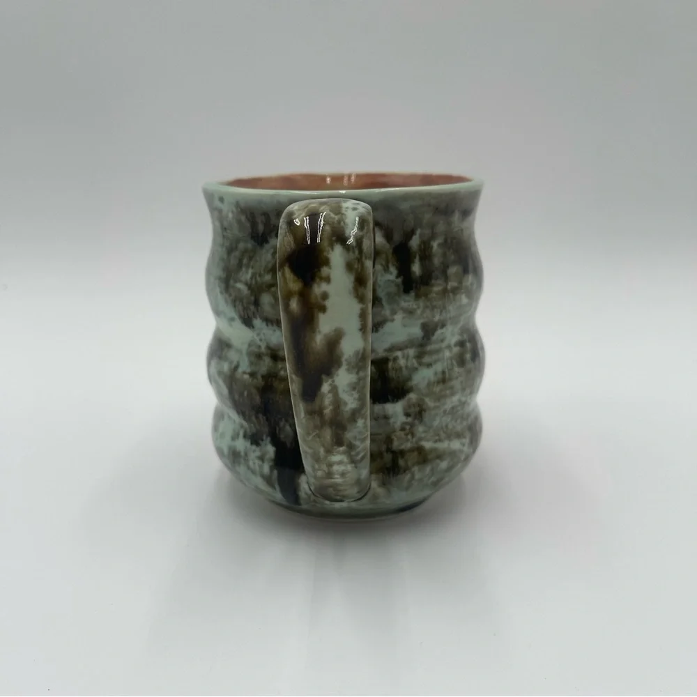 Stoneware Coffee Mug Large Size Hand Painted Unique Earthy